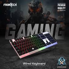 Frontech KB-0042 Wired Keyboard | RGB Backlight | 104 Keys Wired USB Standard Gaming Keyboard Compatible with Desktop, Laptop, Mac with gaming mode ,stand support,multimedia_keys  (White, Black)